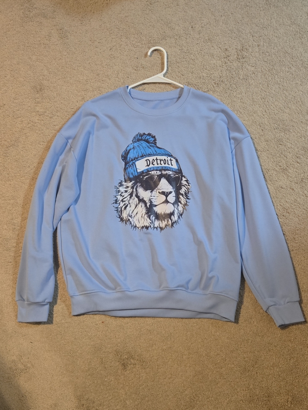 Detroit Lion Graphic Crewneck Sweatshirt - Light Blue